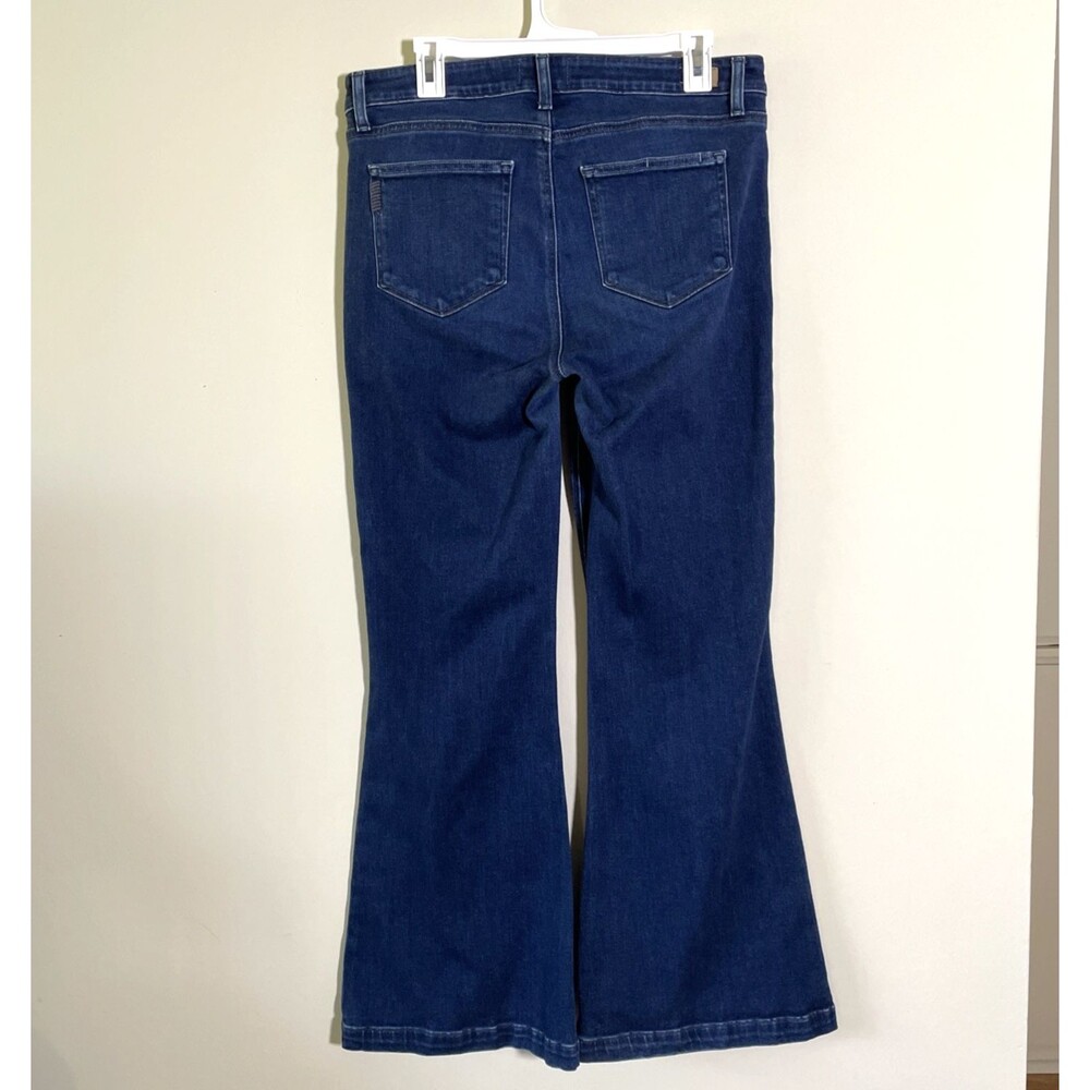 Paige Women's Genevieve High Waisted Flare Leg Jeans Size 32 Blue Dark Wash - Picture 3 of 9